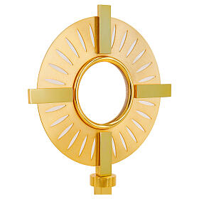 Brass monstrance with gold and silver finish 24kt 30 cm