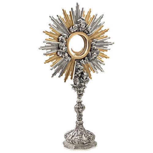 Ostensorio barocco 70 cm finitura oro e argento 24kt 4