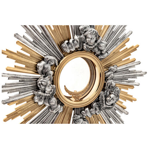 Ostensorio barocco 70 cm finitura oro e argento 24kt 5