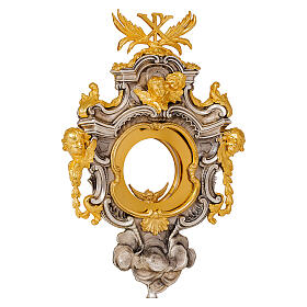 Ostensorio barocco 70 cm finitura oro e argento 24kt