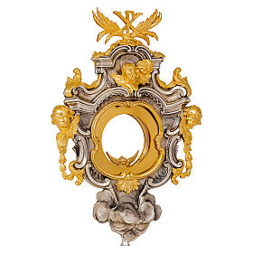 Ostensório barroco 70 cm acabamento prata e ouro 24K
