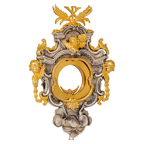 Ostensório barroco 70 cm acabamento prata e ouro 24K 2