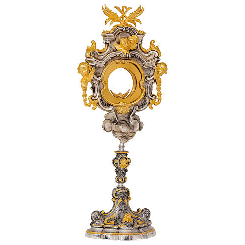 Baroque monstrance 70 cm gold and silver finish 24kt 1