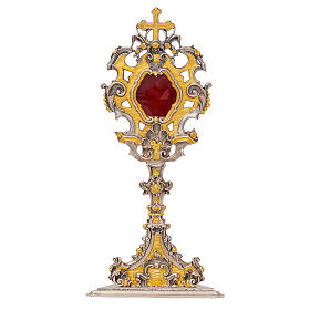 Reliquiario barocco teca 7 cm ottone bicolore fuso 44 cm