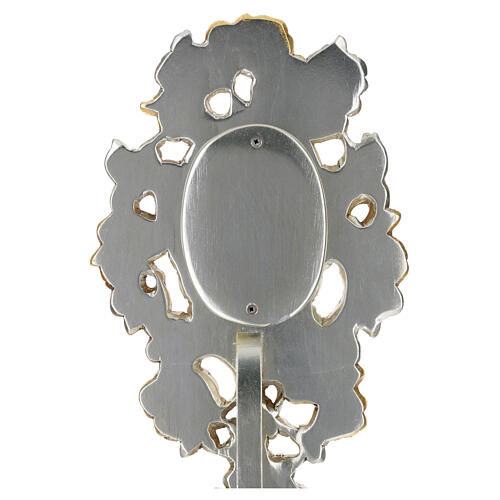 Reliquiario bicolore rose foglia oro legno intagliato 45 cm 5