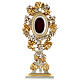 Reliquiario bicolore rose foglia oro legno intagliato 45 cm s1