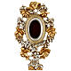 Reliquiario bicolore rose foglia oro legno intagliato 45 cm s2