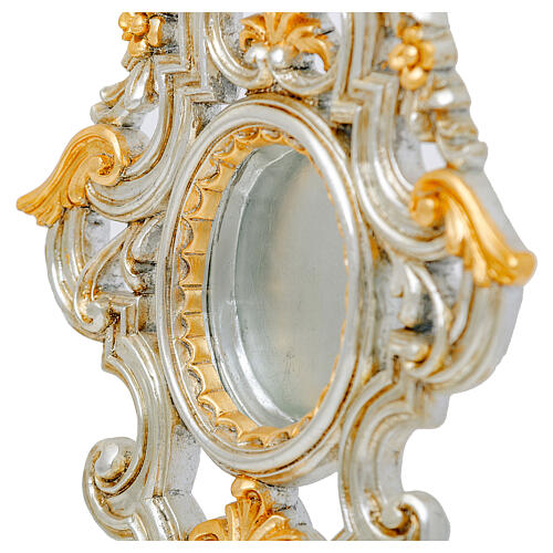 Ostensorio marco barroco relicario ovalado madera tallada hoja oro 49 cm 2