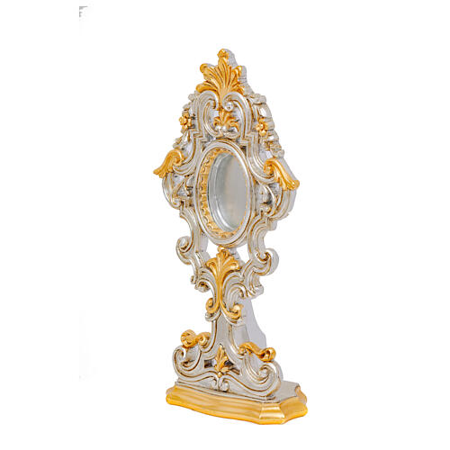 Ostensorio marco barroco relicario ovalado madera tallada hoja oro 49 cm 3
