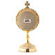 Reliquary with circular base, gold plated brass, colourful stones, h 15 cm s4