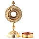 Reliquary with circular base, gold plated brass, colourful stones, h 15 cm s6