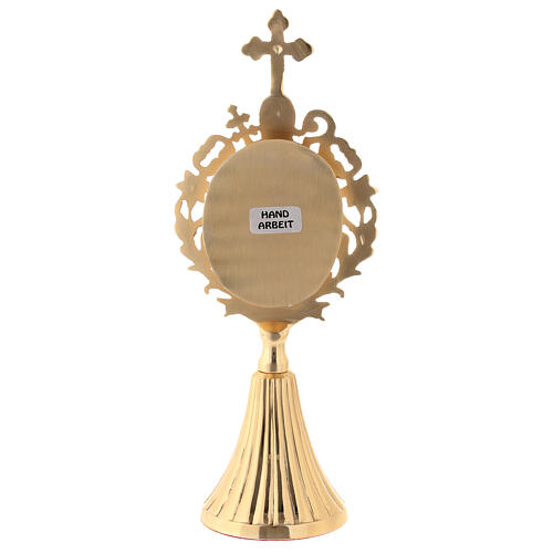 Reliquary with channelled base, h 21 cm, gold plated brass 5