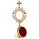 Reliquary with channelled base, h 21 cm, gold plated brass s4