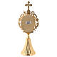 Reliquary with channelled base, h 21 cm, gold plated brass s5