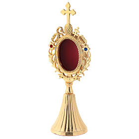 Reliquary fluted base h 21 cm in gold plated brass