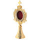 Reliquary fluted base golden brass stones h 22 cm s2
