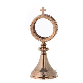 Gold plated brass monstrance with flower pattern 3 in diameter