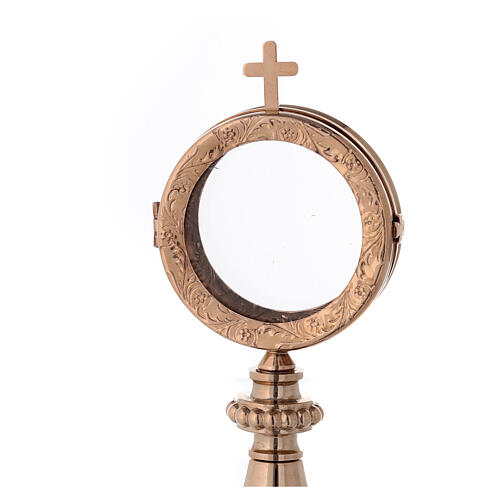 Gold plated brass monstrance with flower pattern 3 in diameter 2