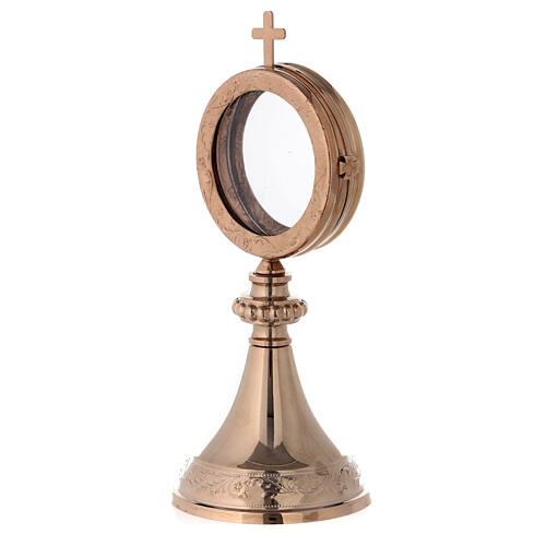 Gold plated brass monstrance with flower pattern 3 in diameter 3