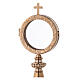 Gold plated brass monstrance with ear of wheat pattern 3.3 inches diameter s2