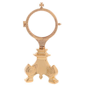 Monstrance of polished gold plated brass, 3 in