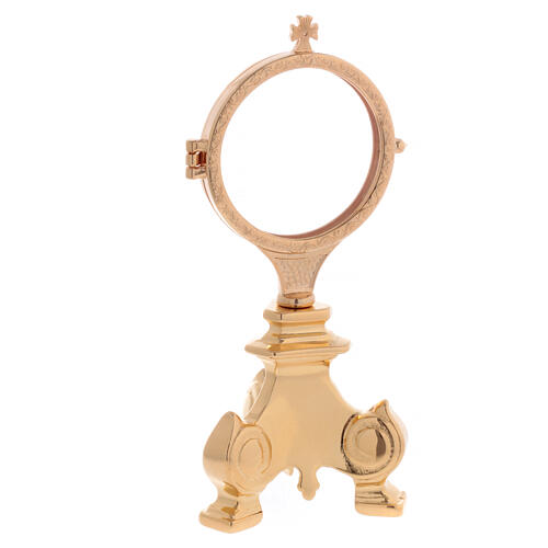 Monstrance of polished gold plated brass, 3 in 3