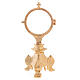Monstrance of polished gold plated brass, 3 in s4