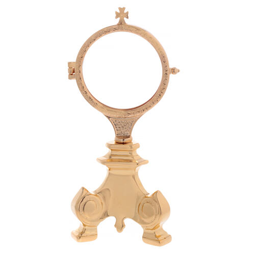 Monstrance with 7 cm diameter luna in shiny golden brass 1