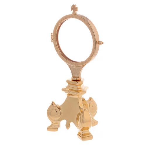 Monstrance with 7 cm diameter luna in shiny golden brass 2