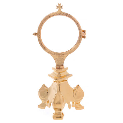 Monstrance with 7 cm diameter luna in shiny golden brass 4