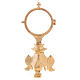 Monstrance with 7 cm diameter luna in shiny golden brass s4