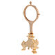 Golden brass monstrance with three leg support base 7 cm s2