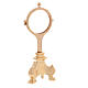 Golden brass monstrance with three leg support base 7 cm s3