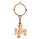 Golden brass monstrance with three leg support base 7 cm s4