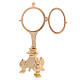 Golden brass monstrance with three leg support base 7 cm s5