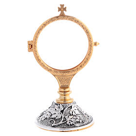 Monstrance with decorated silver base, 3 in