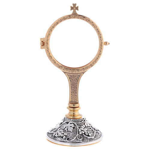 Monstrance with grape pattern, bicoloured brass, 3 in 1