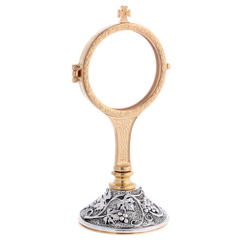 Monstrance with grape pattern, bicoloured brass, 3 in 3