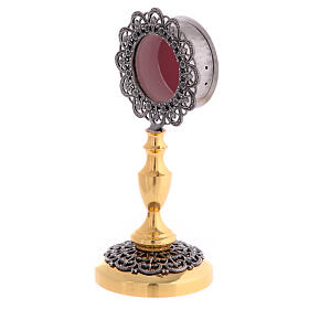 Reliquiario giglio in filigrana finitura oro e argento h 10 cm