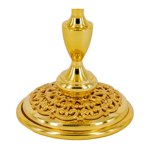 Reliquary with filigree four-leaf clovers, gold finish, h 5 in 3