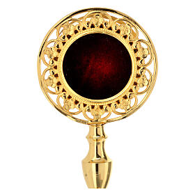 Four-leaf clover reliquary monstrance in golden finish filigree h 13 cm