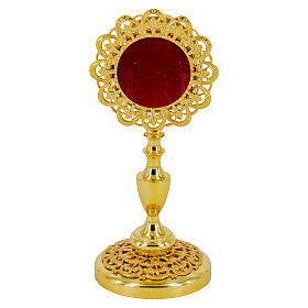 Reliquary with filigree lily pattern, gold finish, h 4 in