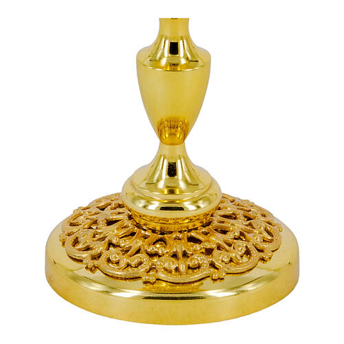 Reliquary with filigree lily pattern, gold finish, h 4 in 3