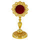 Reliquary with filigree lily pattern, gold finish, h 4 in s1
