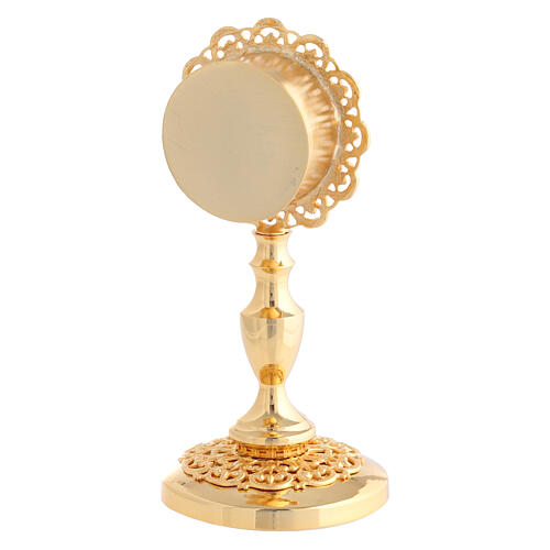 Reliquiario con giglio in filigrana finitura dorata h 10 cm 4