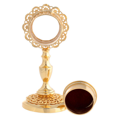 Reliquary with golden finish filigree lily h 10 cm 5