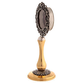 Reliquiario filigrana decoro fiori finitura oro e argento h 17 cm
