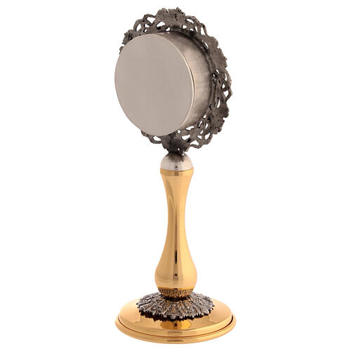 Reliquiario filigrana decoro fiori finitura oro e argento h 17 cm 3