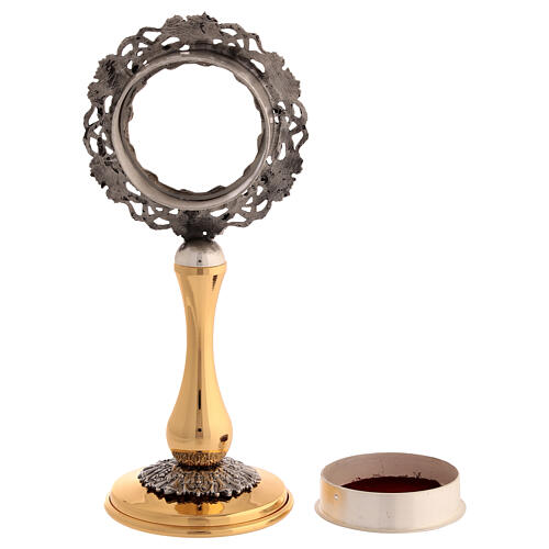 Reliquiario filigrana decoro fiori finitura oro e argento h 17 cm 4