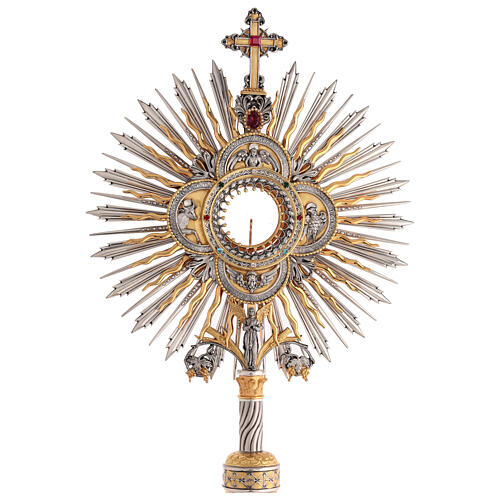 Ostensorium in Renaissance style, gold and silver finish, h 33.5 in 3